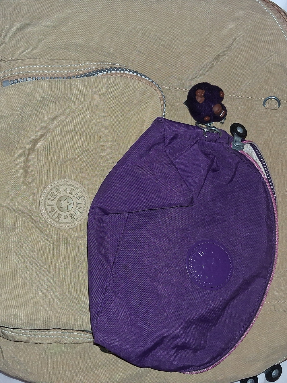 Kipling Purple Coin Pouch with Monkey Charm